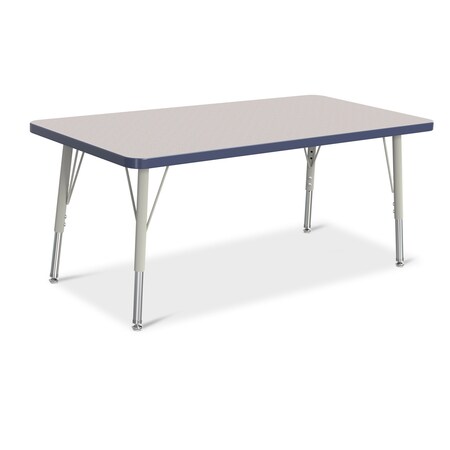 Jonti-Craft Berries Rectangle Activity Table, 24 in. x 48 in., E-height, Freckled Gray/Navy/Gray 6403JCE112